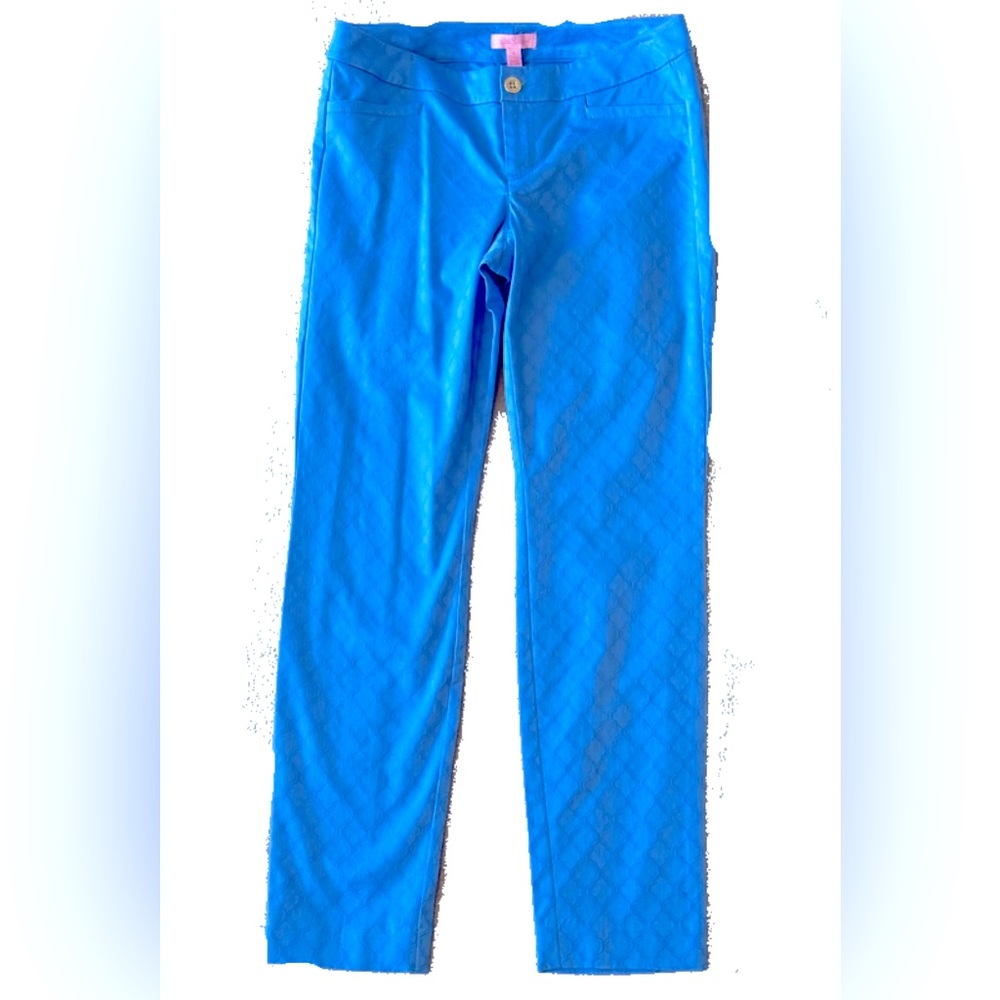 Lilly Pulitzer cornflower blue cotton stretch pants. Size 4. No defects.